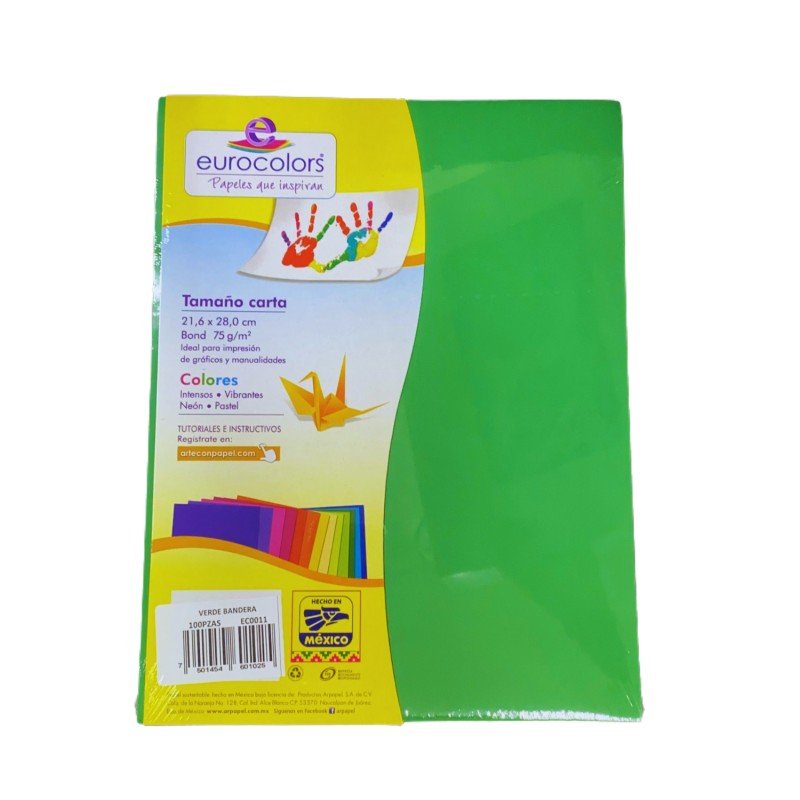 HOJA CARTA EUROCOLORS VERDE BANDERA C/100 HOJAS