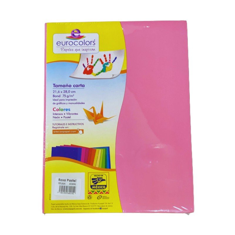 HOJA CARTA EUROCOLORS ROSA PASTEL C/100 HOJAS