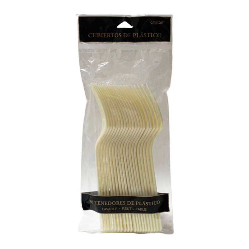 TENEDOR PLASTICO VAINILLA C/20 PIEZAS GRANMARK