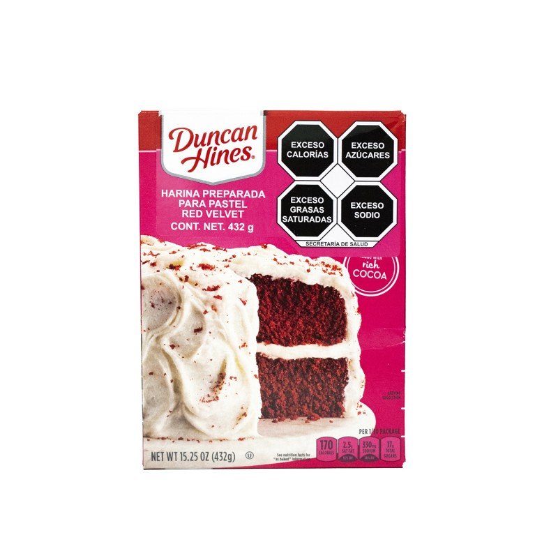 HARINA PASTEL RED VELVET DUNCAN HINES 432 GRAMOS