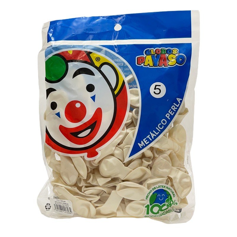 GLOBO NO. 5 METALICO PERLA BLANCO C/100 PIEZAS
